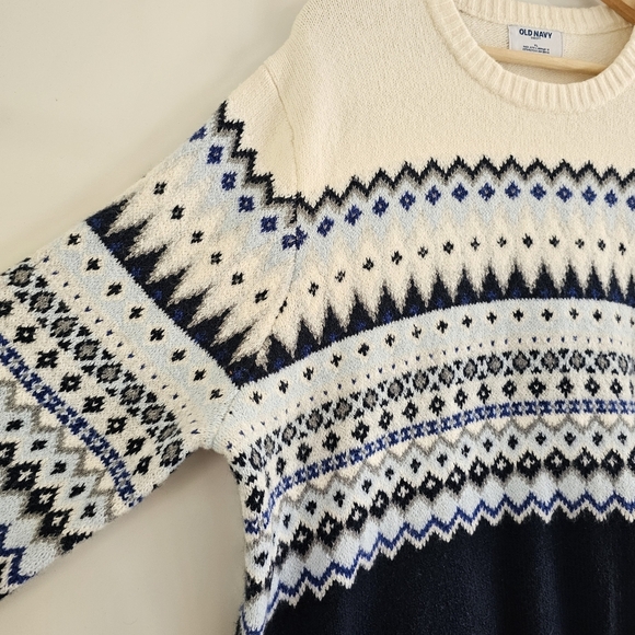 NWT Old Navy SoSoft Fair Isle Cozy Sweater, Mens XL, Navy Blue and Creamy White - Picture 4 of 11